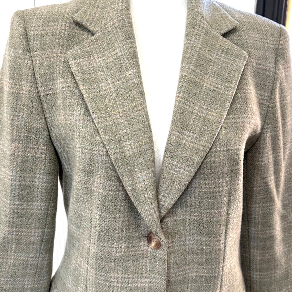 Pendleton Wool Plaid Blazer Sage Gray Academic Preppy Jacket Sz 4 - Picture 3 of 11